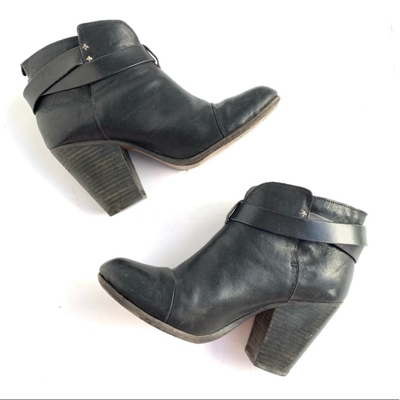 Rag & Bone Harrow Black Leather Ankle Boots 38 fits like 7 - Picture 2 of 8